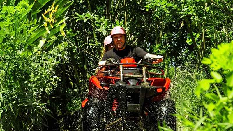 Ubud ATV Quad Bike through River Jungle Rice Fields Cave Puddles